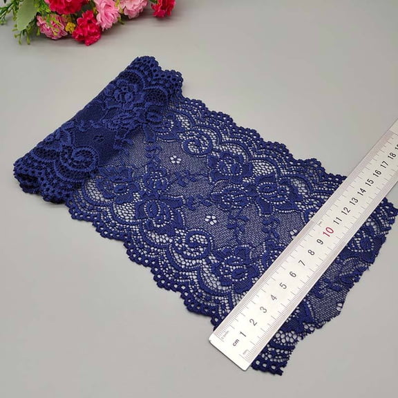 XmhyTop-A 1 Yard Polyester Embroidery Lace Fabric Garment Fabric, Lace Ribbon for DIY Craft Garment Making Projects,Dark Blue