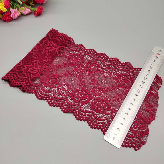 XmhyTop-A 1 Yard Polyester Embroidery Lace Fabric Garment Fabric, Lace Ribbon for DIY Craft Garment Making Projects,Dark Red
