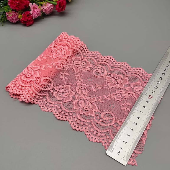 XmhyTop-A 1 Yard Polyester Embroidery Lace Fabric Garment Fabric, Lace Ribbon for DIY Craft Garment Making Projects,Light Red