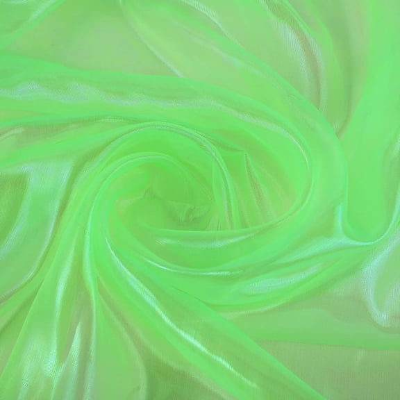 XmhyTop-A 1 Yard Rainbow Holographic Iridescent Organza Fabric, Sparkly Sheer Gradient DIY Decor Fabric, 150cm Wide, for Dress/Party/Wedding,Light Green A