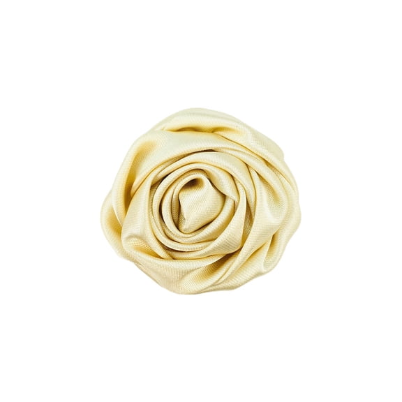 XmhyTop-A 10-Pack Satin Ribbon Roses Mini Fabric Flowers for DIY Crafts, Wedding Decor Sewing Appliques for Gift Wrapping, Garment Embellishment,Beige