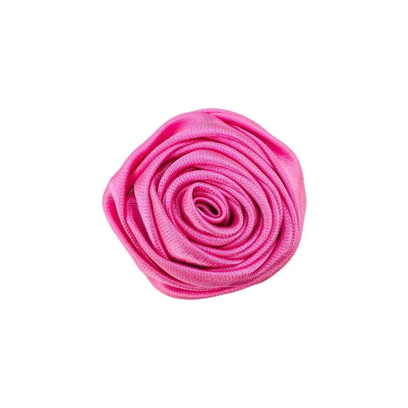 XmhyTop-A 10-Pack Satin Ribbon Roses Mini Fabric Flowers for DIY Crafts, Wedding Decor Sewing Appliques for Gift Wrapping, Garment Embellishment,Pink