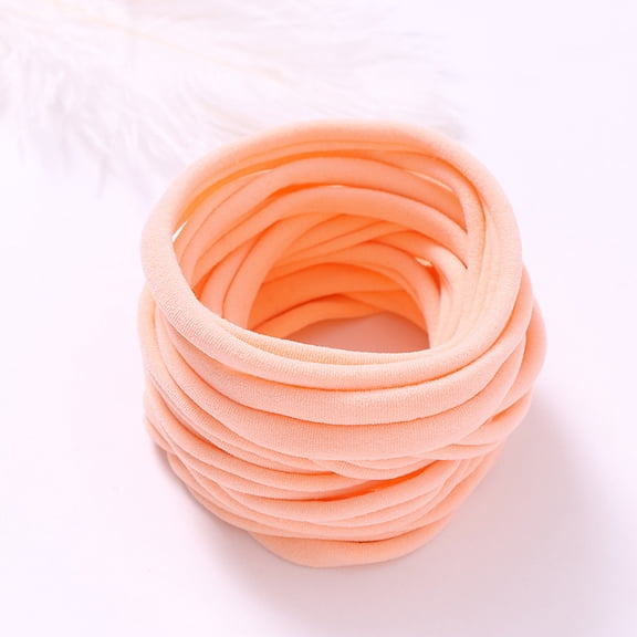 XmhyTop-A 10-Pack Solid Color Nylon Headbands Stretchy Elastic Hair Bands for DIY Hair Accessories, Soft Comfortable,Light Orange