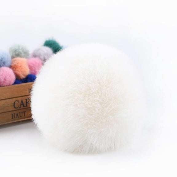 XmhyTop-A 10 Pcs Faux Fur Pom Pom Fluffy Balls,with Tiny Cord for Hat Shoes Hair Pins Earrings Necklace Accessories,3.9inch,Beige