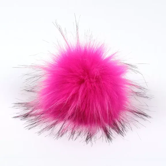 XmhyTop-A 10 Pcs Faux Fur Pompoms 3.9inch/10CM Furry Pom Pom Ball with Elastic Loop Knitting Crafts Hat Charm Accessories-Dark Pink