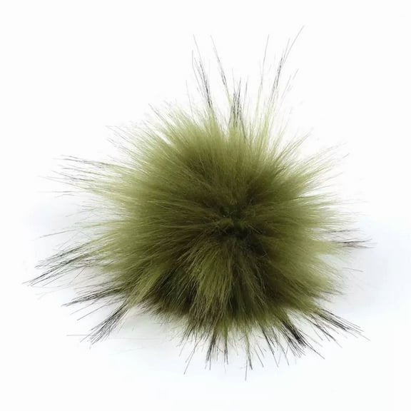 XmhyTop-A 10 Pcs Faux Fur Pompoms 3.9inch/10CM Furry Pom Pom Ball with Elastic Loop Knitting Crafts Hat Charm Accessories-Green