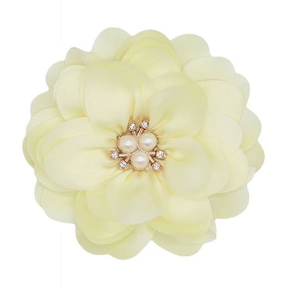 XmhyTop-A 10 Pcs Satin Fabric Flowers Diamond Pearl Fabric Flowers for DIY Shoes Hats Clothing Accessories Crafts Sewing Hair Clips Dresses-Beige