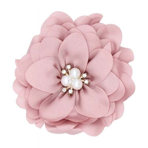 XmhyTop-A 10 Pcs Satin Fabric Flowers Diamond Pearl Fabric Flowers for DIY Shoes Hats Clothing Accessories Crafts Sewing Hair Clips Dresses-Pink B