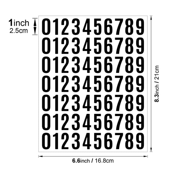 XmhyTop-A 10 Sheets 1 Inch Self-Adhesive Number Stickers, Scrapbooking Decals, Multifunctional Classroom Craft Label Stickers for Journal DIY Handmade Projects, Small Digital Craft Stickers,Black