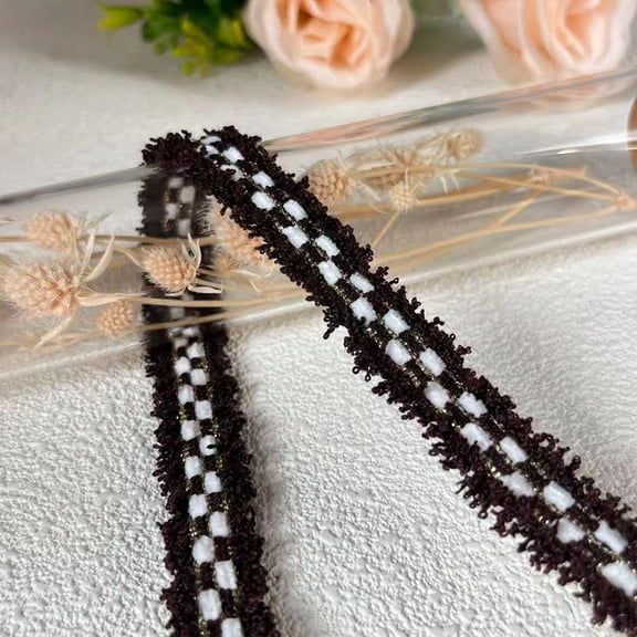 XmhyTop-A 10 Yards Fabric Trim Polyester Sewing Craft Trim Gift Wrapping Ribbon, 1.5cm Woven Ribbon for DIY Crafting Embellishments,Dark Brown