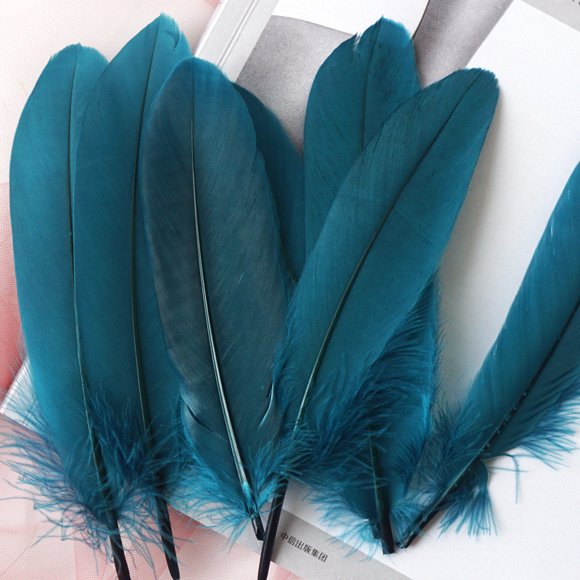 XmhyTop-A 100 Pieces Feathers Lightweight & Flexible, Perfect for Elegant Home Decor, Handmade Greeting Cards & Boho Accessories-B01 Blue