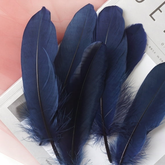 XmhyTop-A 100 Pieces Feathers Lightweight & Flexible, Perfect for Elegant Home Decor, Handmade Greeting Cards & Boho Accessories-Dark Blue