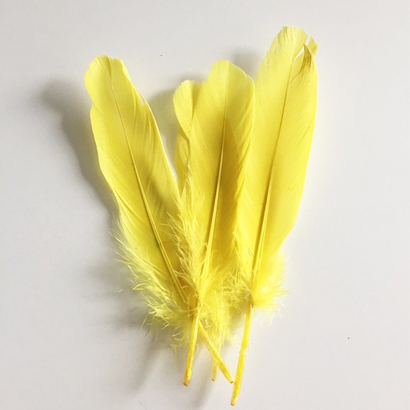 XmhyTop-A 100 Pieces Feathers Lightweight & Flexible, Perfect for Elegant Home Decor, Handmade Greeting Cards & Boho Accessories-Yellow