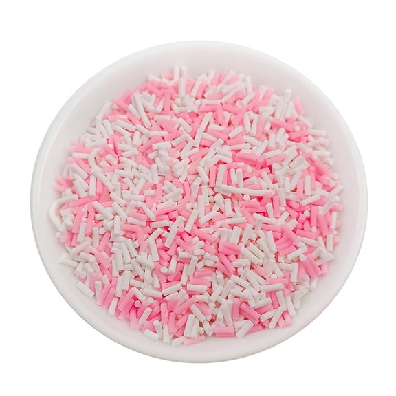XmhyTop-A 100g Fake Candy Polymer Clay for Nail Art DIY, Craft for Phone Case Slime Decor, Mini Clay Slices,White Pink