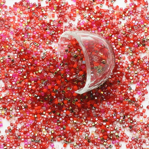 XmhyTop-A 100pcs 4mm Crystal Glass Beads Cube Shape Spacer Beads with Hole Craft Beads for Jewelry Making Making Necklace Bracelet Earring -Red