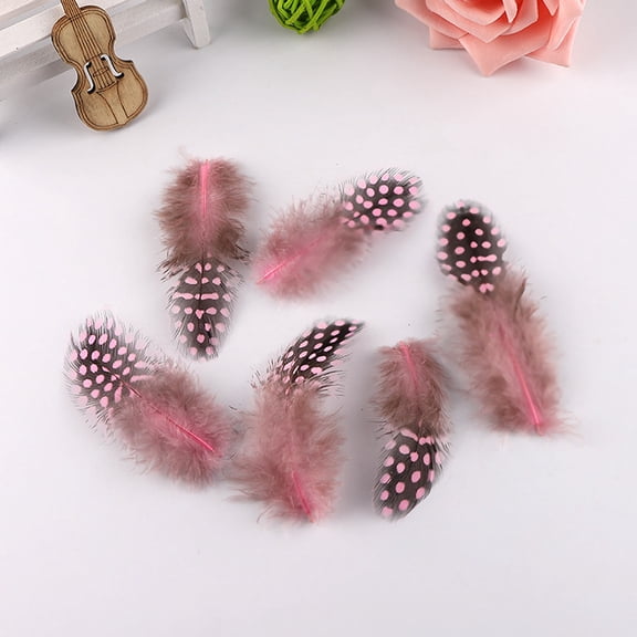 XmhyTop-A 100pcs Colorful Spotted Feathers 4-10cm for Wedding Birthday Decorations, DIY Craft Feathers for Party Decor,Pink