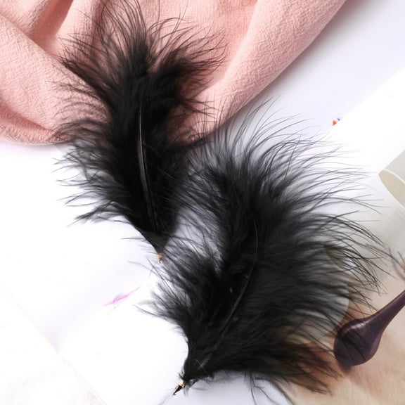 XmhyTop-A 100pcs Fluffy Feathers 3.9-4.7inch for Craft Dream Catcher Decoration Natural Fluffy Feathers,Black