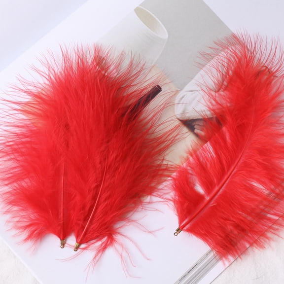 XmhyTop-A 100pcs Fluffy Feathers 3.9-4.7inch for Craft Dream Catcher Decoration Natural Fluffy Feathers,Red