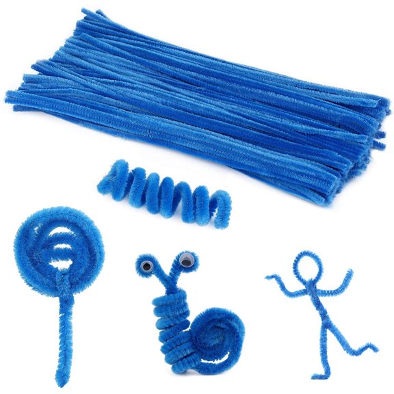 XmhyTop-A 100pcs Lake Blue Pipe Cleaner Sticks for DIY Crafts