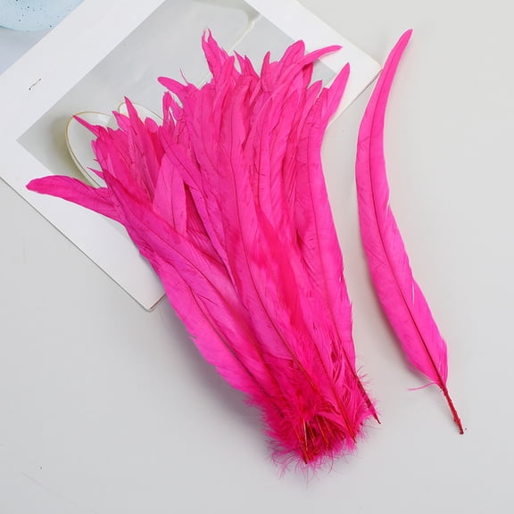 XmhyTop-A 100pcs Rooster Tail Feathers 30-35cm for DIY Crafts, Costume Performance Decorations,Craft Feathers,Dark Pink
