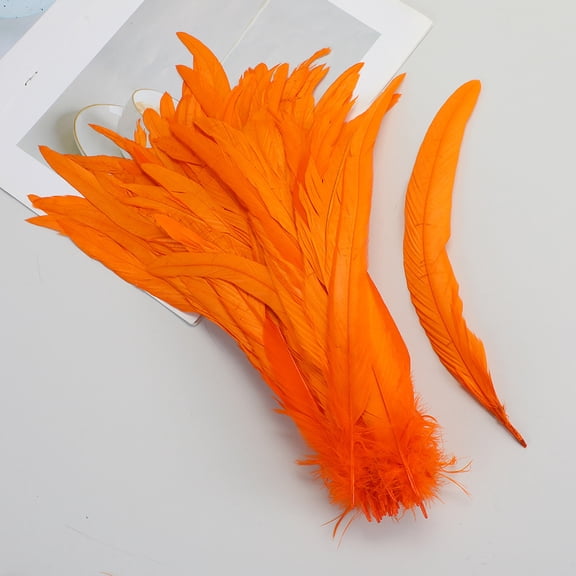 XmhyTop-A 100pcs Rooster Tail Feathers 30-35cm for DIY Crafts, Costume Performance Decorations,Craft Feathers,Orange