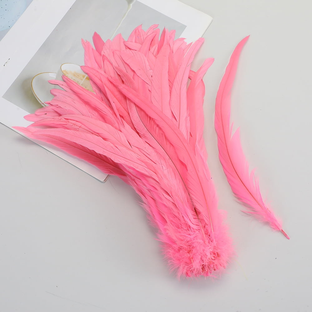 XmhyTop-A 100pcs Rooster Tail Feathers 30-35cm for DIY Crafts, Costume Performance Decorations,Craft Feathers,Pink