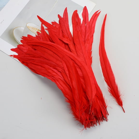 XmhyTop-A 100pcs Rooster Tail Feathers 30-35cm for DIY Crafts, Costume Performance Decorations,Craft Feathers,Red