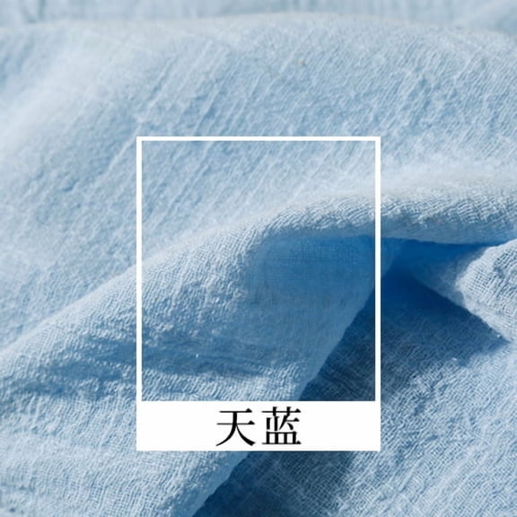 XmhyTop-A 100x130cm Linen Cotton Blend Fabric Piece for Clothing, Tablecloths & Embroidery, Natural Weave Sewing Material,1 Piece,Light Blue