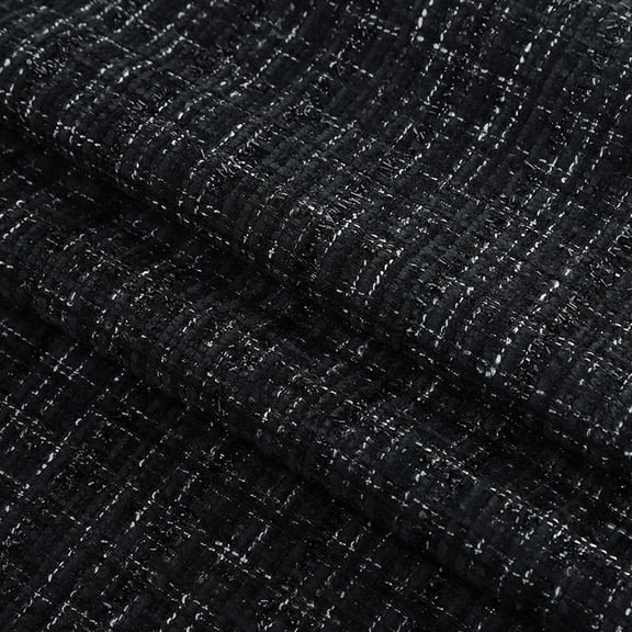 XmhyTop-A 100x148cm Tweed Fabric Heavy Duty Coarse Plaid Woven Fabric for DIY Sewing, Jackets, Skirts Quilting Projects,1 Piece,Black Grey