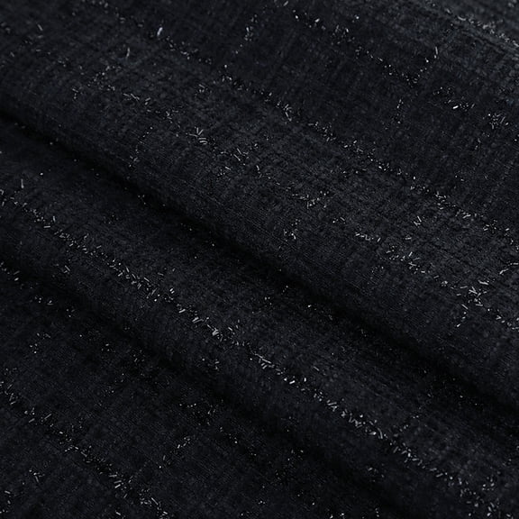 XmhyTop-A 100x148cm Tweed Fabric Heavy Duty Coarse Plaid Woven Fabric for DIY Sewing, Jackets, Skirts Quilting Projects,1 Piece,Dark Black
