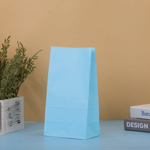 XmhyTop-A 12pcs Kraft Paper Bags Small Paper Bags, Party Favor Bags Snack Bags for Cookie Candy Wedding Party,Light Blue