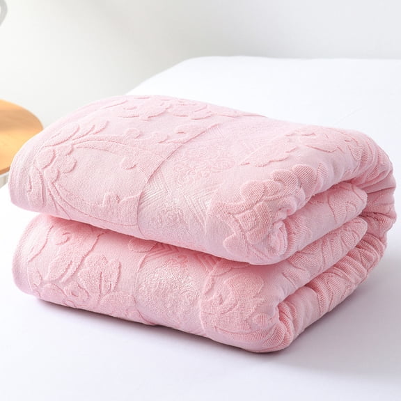 XmhyTop-A 150x200cm Solid Color Blanket Soft Cotton Multi-Use Throw for Sofa, Bed, Car Travel,Light Pink