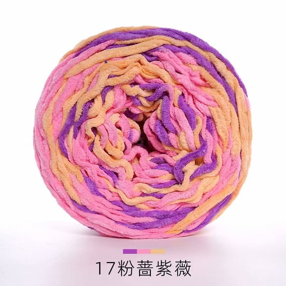 XmhyTop-A 190g Braided Rope Yarn Soft Colorful Braid Line Chunky Yarn for Blankets Slippers, Polyester Crochet Knitting DIY Craft Yarn,B17