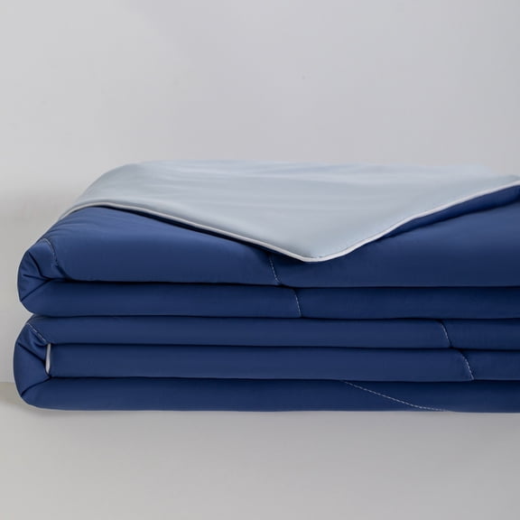 XmhyTop-A 1Pc Soft Silky All Season Summer Quilt Double Sided Summer Quilt, Lightweight Polyester Quilt for Bed 150*200cm,Dark Blue+Light Blue