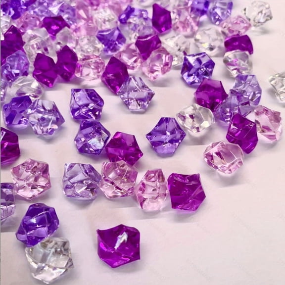 XmhyTop-A 2.2lb Plastic Gravel Fake Crushed Ice Cubes, Fish Tank Decorative Stones, Acrylic Ice Rocks Vase Fillers for Floral Arrangements, Aquarium Home Decor,Multicolor-Purple
