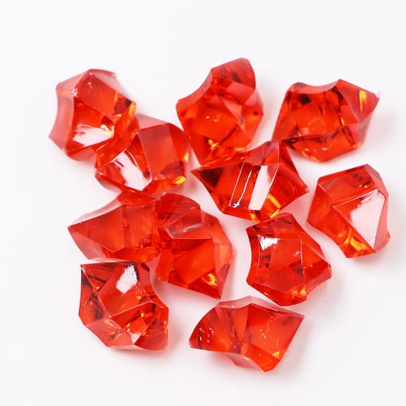 XmhyTop-A 2.2lb Red Plastic Gravel Fake Crushed Ice Cubes, Fish Tank Decorative Stones, Acrylic Ice Rocks Vase Fillers for Floral Arrangements, Aquarium Home Decor