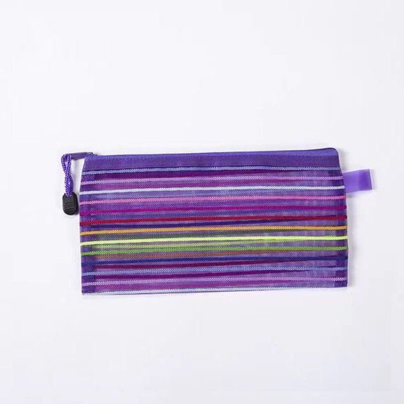 XmhyTop-A 2 Pack Zipper Mesh Pouch, Storage Pencil Pouches, Multipurpose Pencil Pouch,Purple