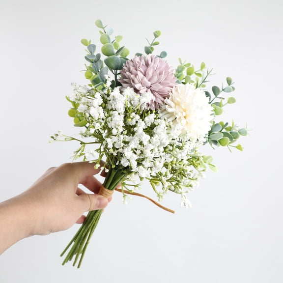 XmhyTop-A 2 Pcs Purple Artificial Flowers Bouquet - Wedding Bouquet, Bride Bouquet, Bridesmaid Bouquet, Fake Flowers Wedding Decor,Style A