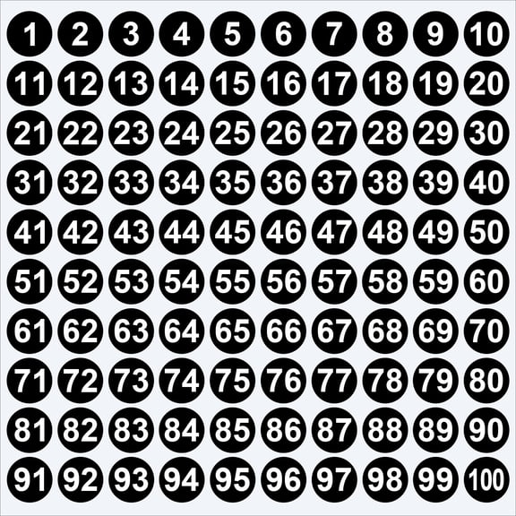 XmhyTop-A 2 Sheets Consecutive Number Stickers 1cm Round Self-Adhesive Number Labels 1-100, Coding Inventory Labels,Round Number Stickers,Black