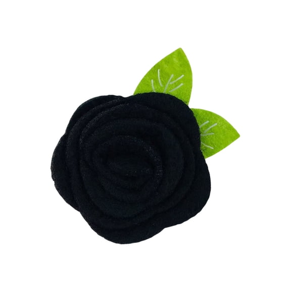 XmhyTop-A 20-Pack Felt Rosette Assortment Fabric Flowers for DIY Crafts, Wedding Decorations Felt Flowers with Leaf for Hair Clips, Gift Embellishments,Black
