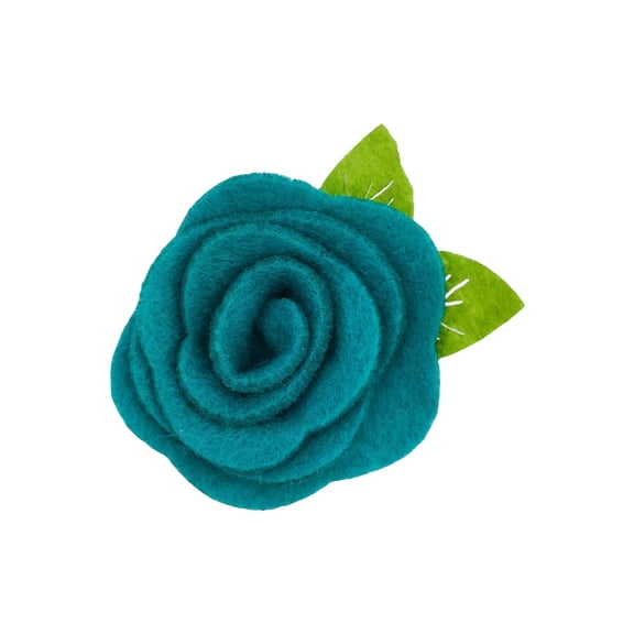XmhyTop-A 20-Pack Felt Rosette Assortment Fabric Flowers for DIY Crafts, Wedding Decorations Felt Flowers with Leaf for Hair Clips, Gift Embellishments,Blue Green