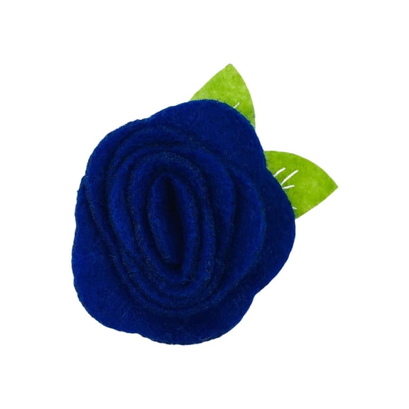 XmhyTop-A 20-Pack Felt Rosette Assortment Fabric Flowers for DIY Crafts, Wedding Decorations Felt Flowers with Leaf for Hair Clips, Gift Embellishments,Blue