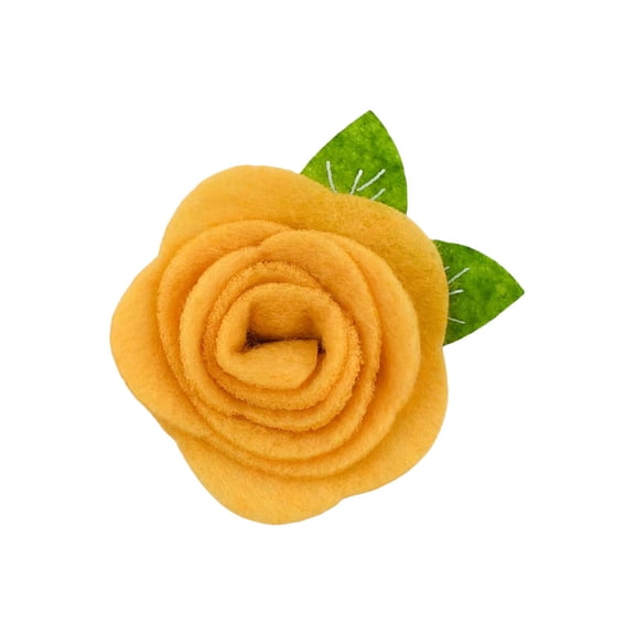 XmhyTop-A 20-Pack Felt Rosette Assortment Fabric Flowers for DIY Crafts, Wedding Decorations Felt Flowers with Leaf for Hair Clips, Gift Embellishments,Dark Yellow
