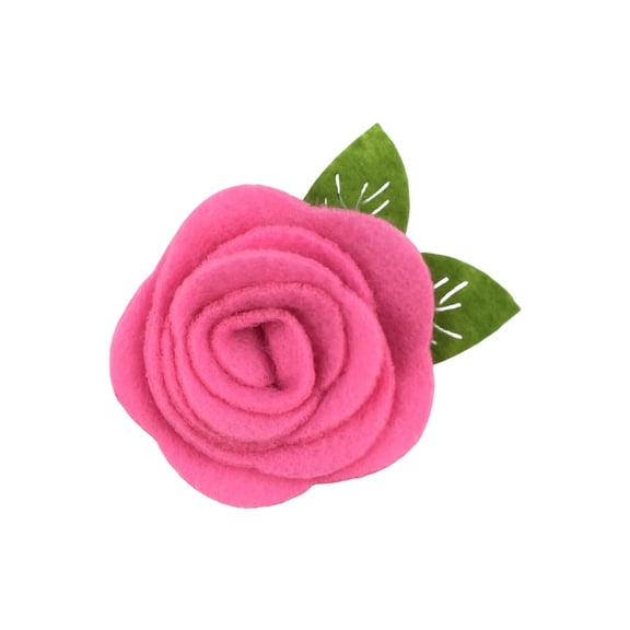 XmhyTop-A 20-Pack Felt Rosette Assortment Fabric Flowers for DIY Crafts, Wedding Decorations Felt Flowers with Leaf for Hair Clips, Gift Embellishments,Pink
