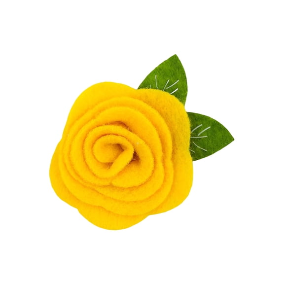 XmhyTop-A 20-Pack Felt Rosette Assortment Fabric Flowers for DIY Crafts, Wedding Decorations Felt Flowers with Leaf for Hair Clips, Gift Embellishments,Yellow