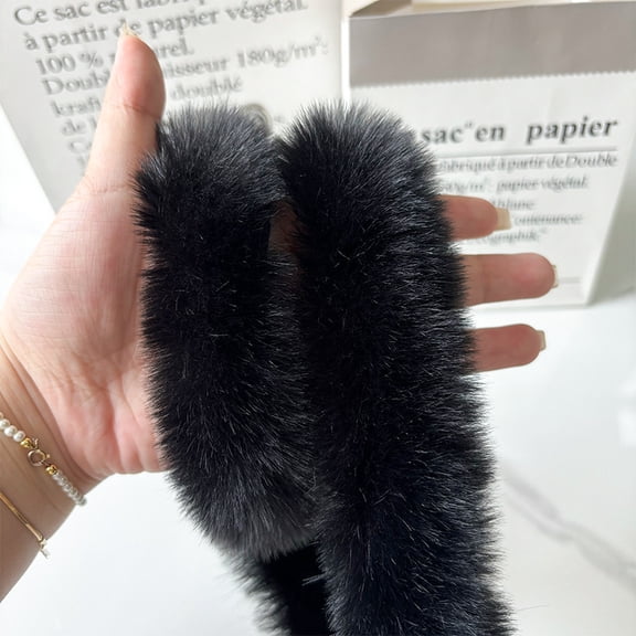 XmhyTop-A 200cm Faux Fur Trim Strip Skin for Collar Cuffs Decoration, DIY Clothing Sewing Craft,Black
