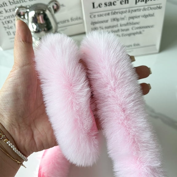 XmhyTop-A 200cm Faux Fur Trim Strip Skin for Collar Cuffs Decoration, DIY Clothing Sewing Craft,Light Pink