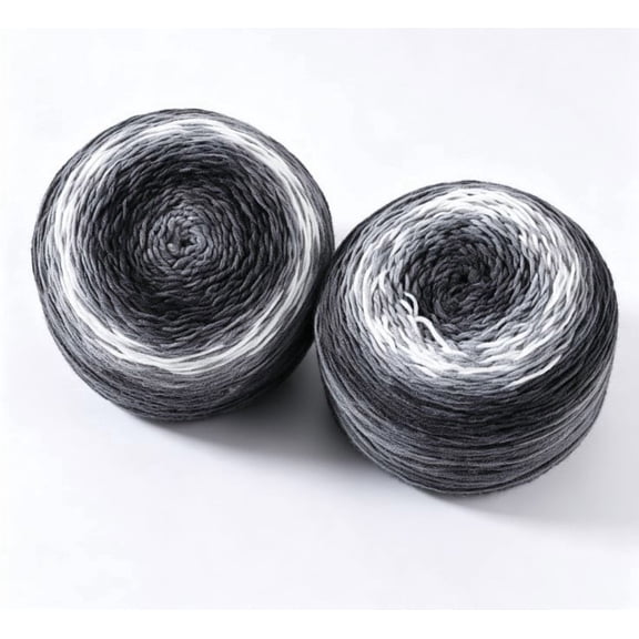 XmhyTop-A 200g Gradient Cotton Acrylic Yarn Variegated Knitting Crochet for Scarves Shawls Blankets, Soft Color-Changing Yarn,Black