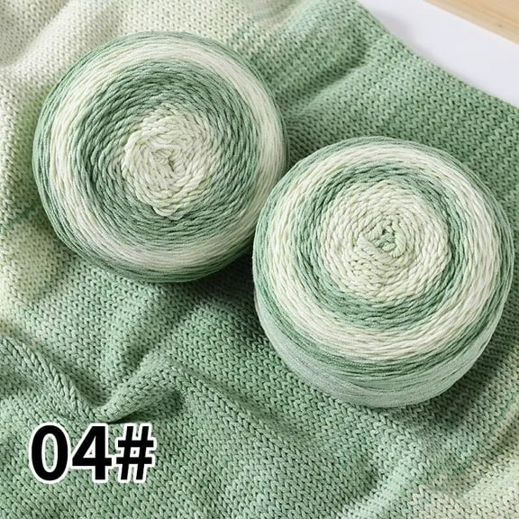 XmhyTop-A 200g Gradient Cotton Acrylic Yarn Variegated Knitting Crochet Yarn for Scarves Shawls Blankets, Soft Color-Changing Yarn,Green