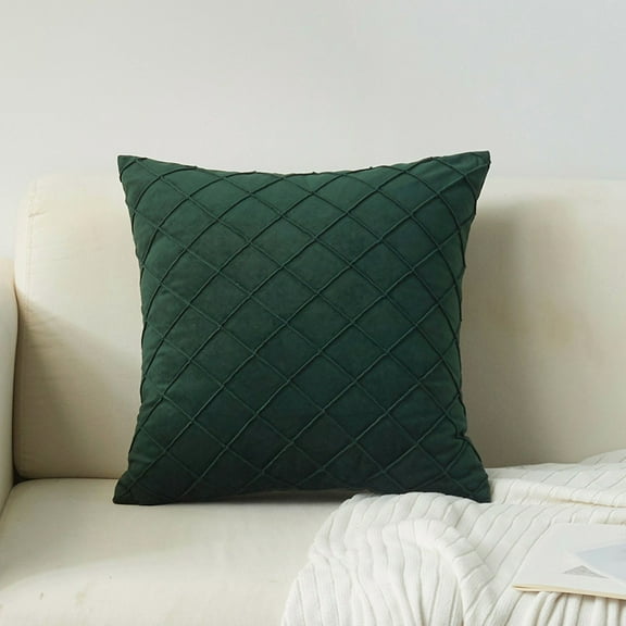 XmhyTop-A 45x45cm Velvet Decorative Throw Pillow, Square Home Decor Cushion with Hidden Zipper, Luxury Velvet Pillow,1 Piece,Dark Green